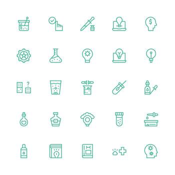 Solution Set with 25 Medium Stroke Outline Icons Well-Structured Icons for Creative Use vector