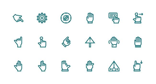 fuerte carrera línea íconos desde puntero conjunto con 18 vectores interfaz icono colección