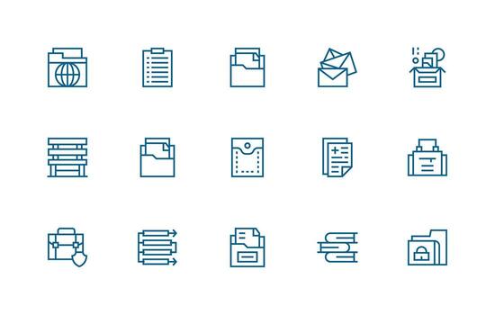 documentos icono colección con 15 regular línea diseños mínimo icono conjunto para interfaz proyectos vector