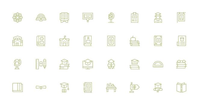 32 íconos para académico en Delgado línea formato interfaz icono colección vector