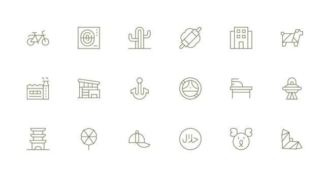 18 Icons for Flat in Minimal Line Format Multi-Style Icons for Creative Projects vector