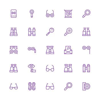 Medium Stroke Outline Style Optical Icons with 25 Vectors Clean Icon Set Icon Pack for UI Projects