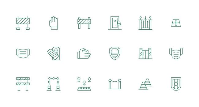 Barrier Icon Collection with 18 Minimal Line Designs Well-Structured Icons for Creative Use vector