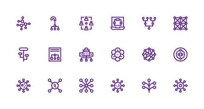 Nodes Visual Pack containing 18 Strong Stroke Line Icons Reusable Icon Set vector