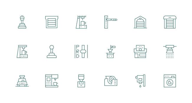automático icono conjunto con 18 mínimo línea gráficos detallado icono colección para diseño sistemas vector