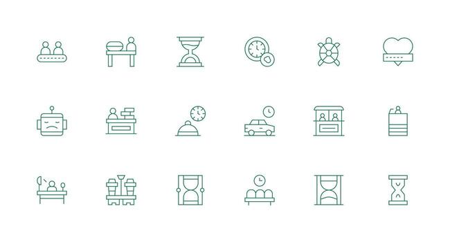Minimal Line Style Waiting Icons with 18 Vectors Reusable Icon Set