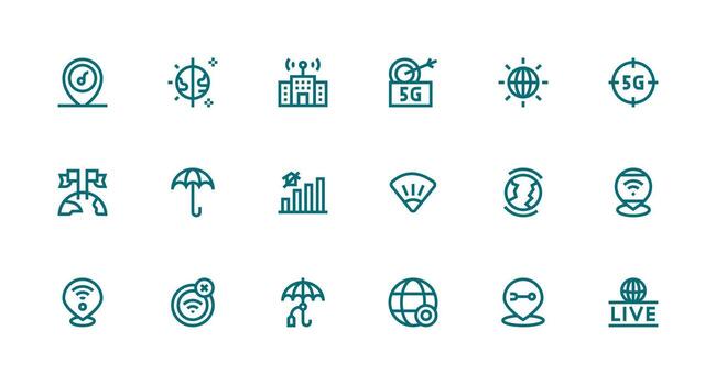 Coverage featuring 18 Icons in Strong Stroke Line Design Dashboard Icon Series vector