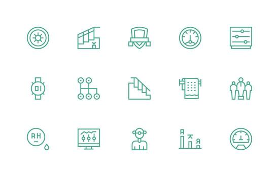 Level Design Icons featuring 15 in Regular Line Style Clear and Concise Icon Set Collection vector