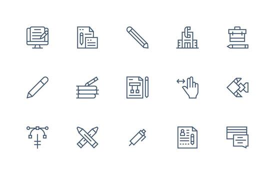 Editing Visual Pack containing 15 Regular Line Icons Customizable Icon Series for Mobile Screens vector