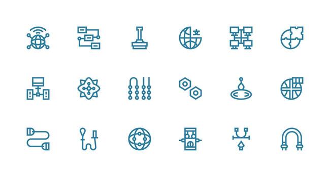 fuerte carrera línea íconos desde conexión punto conjunto con 18 vectores plano icono conjunto