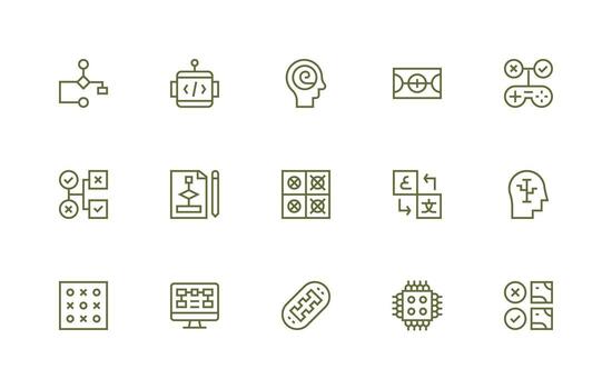 15 Regular Line Icons for Logic Graphics Minimal Icon Set for Interface Projects vector