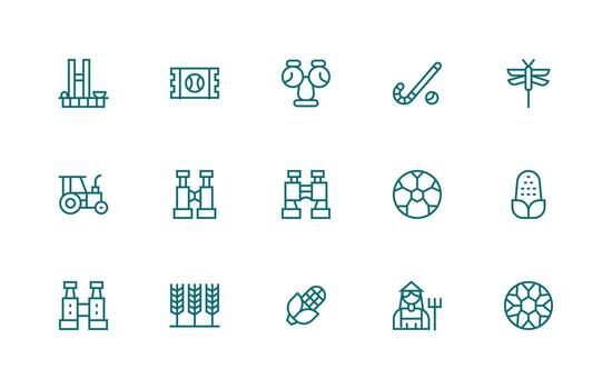 Field Visual Pack containing 15 Regular Line Icons Multi-Style Icon Collection vector