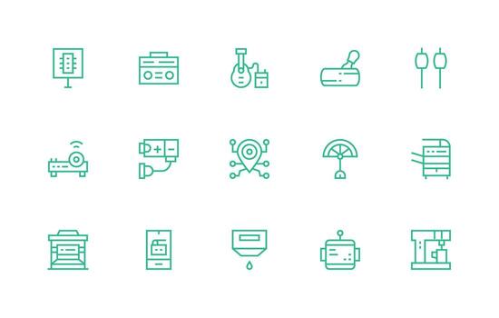 15 Icons for Device in Regular Line Format Functional Icon Series vector