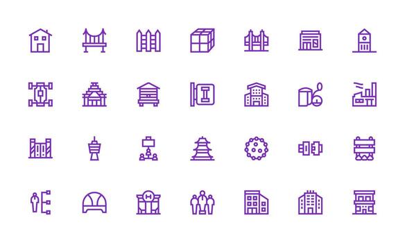 estructura presentando 28 íconos en negrita línea diseño ligero icono serie para rápido prototipos vector