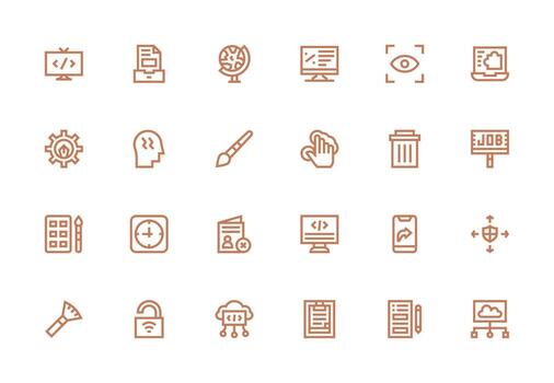 24 grueso línea línea íconos para solicitud gráficos interfaz íconos para diario utilizar vector