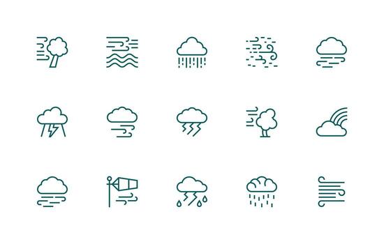 Hurricane Set with 15 Regular Line Icons Core Icon Collection for Daily Tasks vector