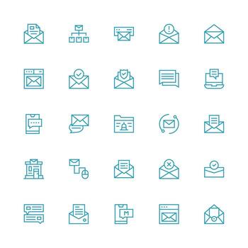 25 íconos para bandeja de entrada en medio carrera contorno formato de múltiples fines icono paquete para plantillas vector