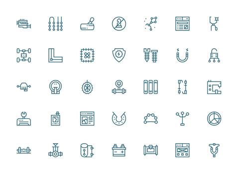 35 Regular Clean Line Icons for Component Graphics Clean Set for Layout Prototypes vector