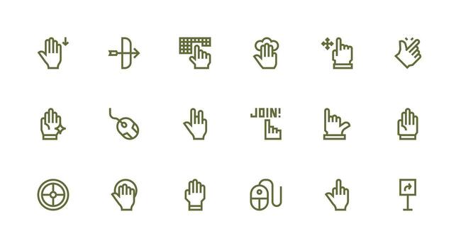 Strong Stroke Line Style Pointer Icons with 18 Vectors Simple Icon Pack