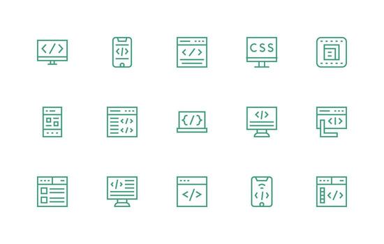15 Regular Line Icons for Html Graphics Scalable Icons for Cross-Platform Interfaces vector