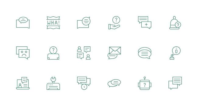 Support Request Visual Pack containing 18 Minimal Line Icons Quick Access Icons for UI Development vector