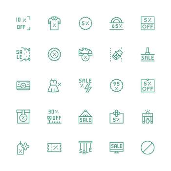 25 Icons for Clearance in Medium Stroke Outline Format Icon Set for Projects vector