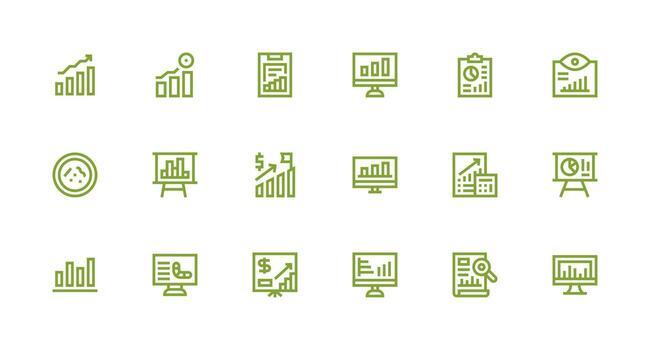 fuerte carrera línea íconos desde bar gráfico conjunto con 18 vectores icono conjunto para proyectos