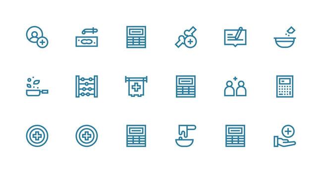 Add Set with 18 Strong Stroke Line Icons Reliable Icons for All Interfaces vector