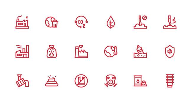 Strong Stroke Line Icons from Pollution Set with 18 Vectors Digital Product Icons for Fast Delivery