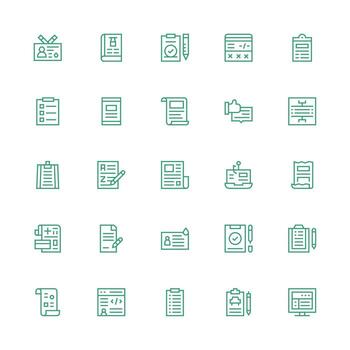 Form Icon Set with 25 Medium Stroke Outline Graphics Reliable Icons for All Interfaces vector