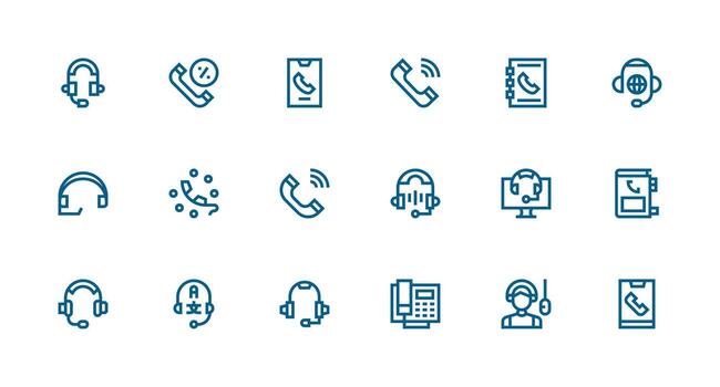 fuerte carrera línea estilo llamada centrar íconos con 18 vectores agudo íconos para presentaciones