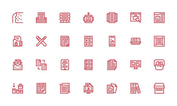 Files Icon Collection with 28 Bold Line Designs Clear and Concise Icon Set Collection vector