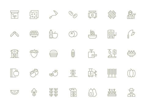 35 Light Line Icons for Produce Graphics Well-Structured Icons for Creative Use vector