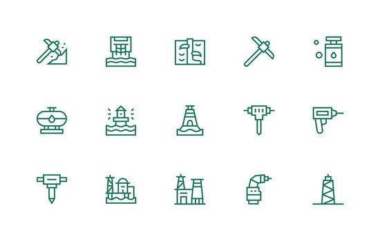 Drilling Set with 15 Regular Line Icons Multi-Purpose Icon Pack for Templates vector