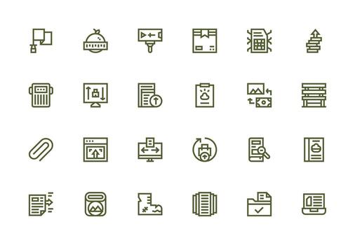 File Management featuring 24 Icons in Thick Line Line Design Clean Icon Set Icon Pack for UI Projects vector
