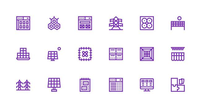 cuadrícula icono conjunto con 18 fuerte carrera línea gráficos icono paquete vector