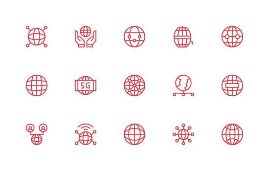 15 Regular Line Style Icons from Worldwide Network Collection Outline Icon Pack vector