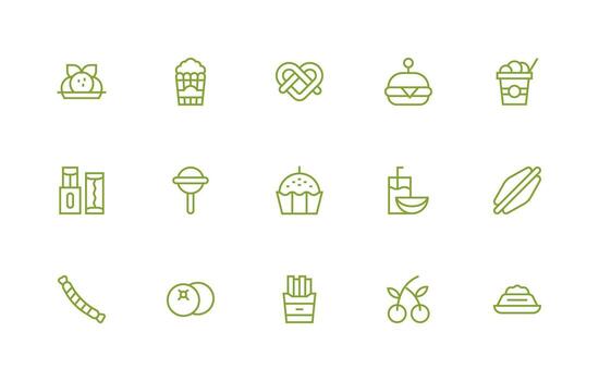 Regular Line Icons from Snack Set with 15 Vectors Multi-Style Icons for Creative Projects