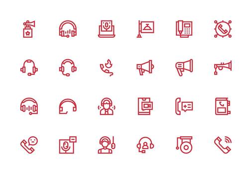 24 Icons for Call in Thick Line Line Format Full Icon Library for UI Designers vector