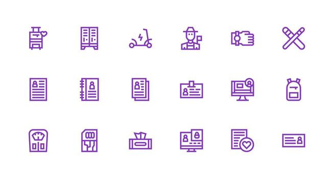 18 fuerte carrera línea estilo íconos desde personal colección ui y ux enfocado icono colección vector