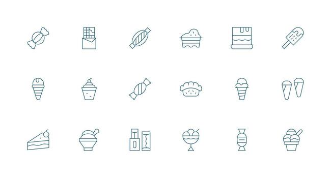 Chocolate Visual Pack containing 18 Minimal Line Icons Responsive Icon Set for Flexible Layouts vector