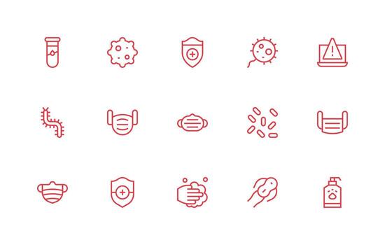 15 Regular Line Designs for Virus Icons Scalable Icons for Cross-Platform Interfaces vector