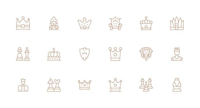 King Visual Pack containing 18 Minimal Line Icons Simplified Icon Pack for Visual Tools vector