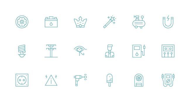 18 Minimal Line Icons for Power Graphics Full Icon Library for UI Designers vector