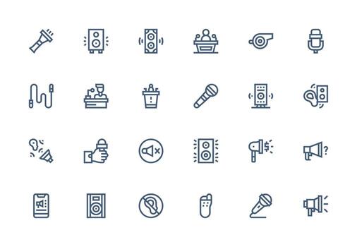 24 Icons for Speaker in Thick Line Line Format Sharp Icons for Presentations vector