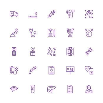 Medium Stroke Outline Icons from Medical Set with 25 Vectors Clear and Concise Icon Set Collection