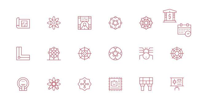 Schematic Icon Collection with 18 Minimal Line Designs Essential Icons for Rapid UI Building vector