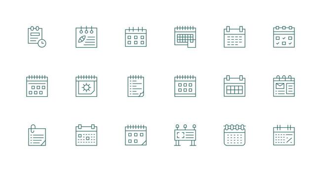 18 íconos para recordatorios en mínimo línea formato icono conjunto para proyectos vector