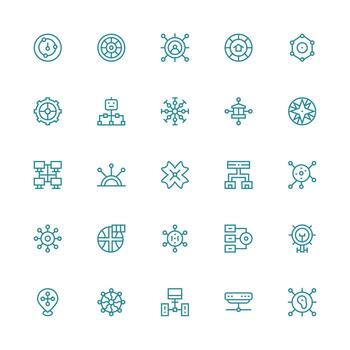 Medium Stroke Outline Style Hub Icons with 25 Vectors Web and App Icon Pack Collection