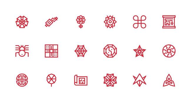 18 Strong Stroke Line Vectors for Intricate Theme Quick Access Icons for UI Development